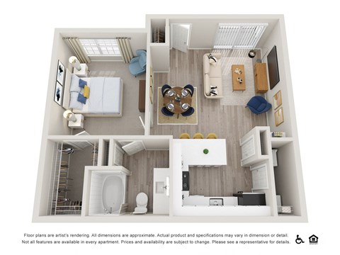 Floor plan for 1 bed, 1 bath, 660 sqft